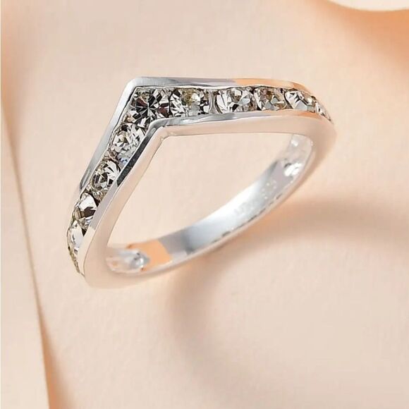 Swarovski Premium Crystal Wishbone Ring in Sterling Silver 8 - Picture 6 of 16